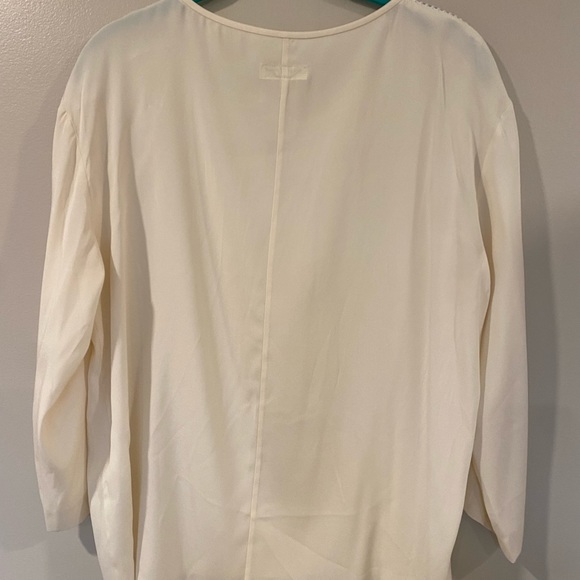 RAG & BONE Cream Silk Blend White Perforated Dolman Long Sleeve Shirt - Picture 4 of 4